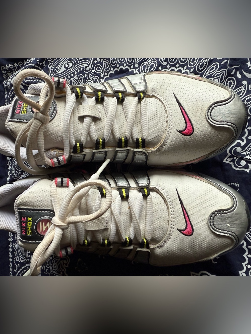 Nike Shox White Sneakers with Pink and Black Accents size 7